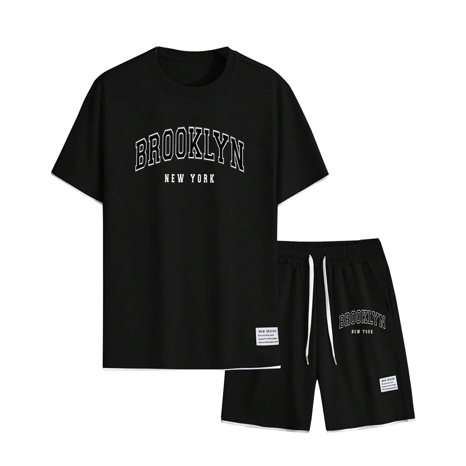 T-Shirt und Shorts Set Herren Baumwolle 2 Teiliges Sommer Outfit Trainingsanzug Kurzarm Casual Jogginganzug Freizeitanzug Y2K Tracksuit Zweiteiler Rundhal Sportanzug Shirts Kurze Hose Sportbekleidung