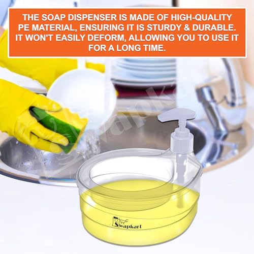 SWAPKART Double Layer Soap Dispenser for Bathroom Accessories Dishwasher Liquid Holder Dispenser Pump with Sponge Holder Kitchen Sink Accessories Items for Home Kitchen Gardening(transaprent mily) 6 51b tBDWrYL