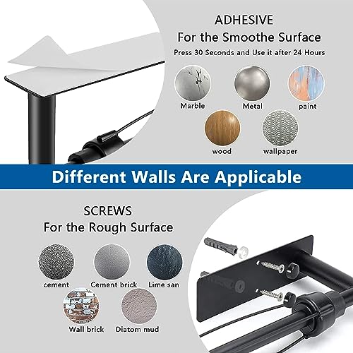 Image of Black Paper Towel Holder Under Cabinet, Single Hand Operable Wall Mount Paper Towel Roll Holder with Damping Effect, Self-Adhesive or Drilled for Kitchen Bathroom, SUS304 Stainless Steel