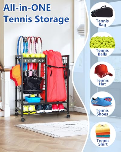 Image of Mythinglogic Rolling Tennis Equipment Organizer with Racket Storage