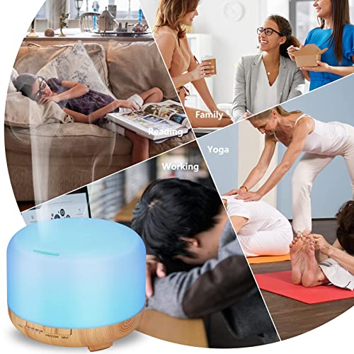 Hianjoo Diffuseurs d'huiles Essentielles 450 ML, Humidificateur d'aromathérapie à Ultrasons à Arôme électrique Lumière LED Romantique à 7 Couleurs - Cadeaux de Choix pour Noël et Nouvel an, Jaune – Image 6