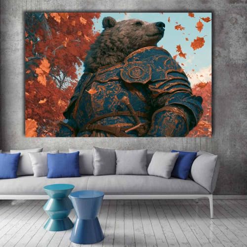 Portrait de l'ours chevalier affiche décorative salon 60x90cm