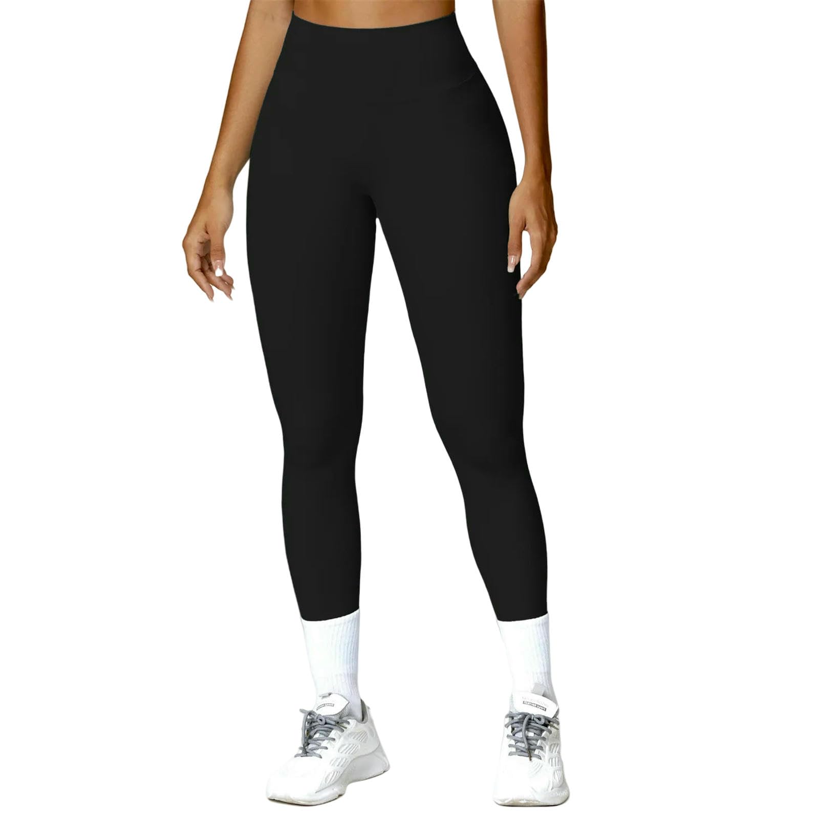 Pantalones de Yoga Mujer Ajustados Sin Costura para Deportes Femeninos Cintura Alta Hacer Ejercicio En El Gimnasio-Negro Avanzado-l