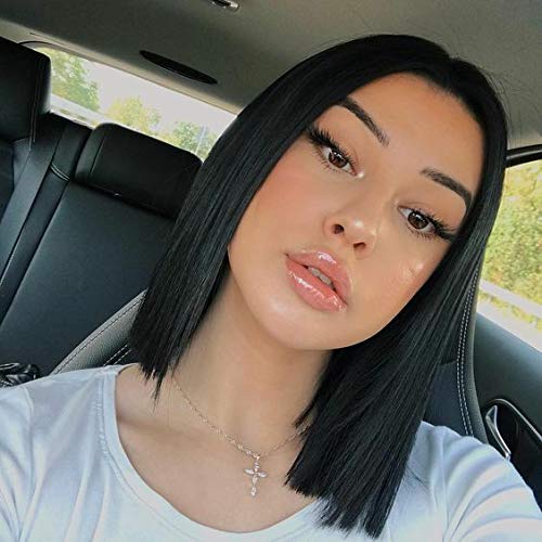 Lace Front Wigs Bob Human Hair Wigs 13x4 Middle Part 100% Unprocessed Brazilian Virgin Human Hair Lace Frontal Wig Natural Color (12", 13X4 Bob Wig)