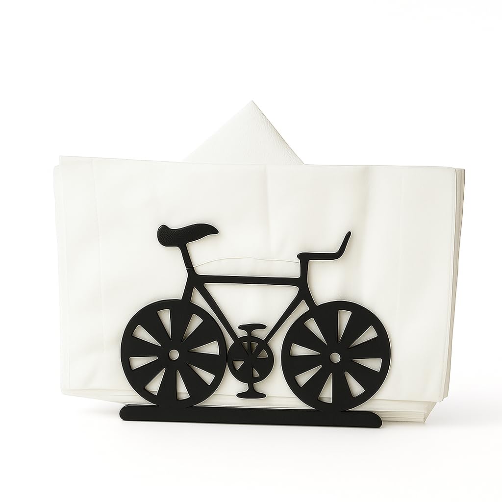 CHL Black Metal Napkin Holder with Unique Cycle Design Stylish Tissue Paper Stand for Dining Table, Kitchen & Café Rust-Resistant Modern Tissue Organizer for Home Restaurant & Office Décor Elegant-image-12