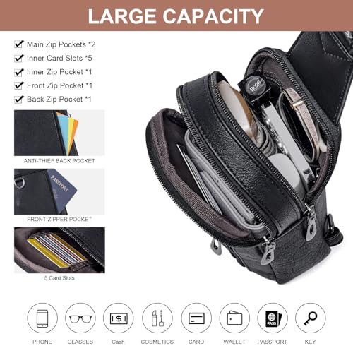 Image of cakang Womens Sling Bag Crossbody Bags for Women Vegan Leather Sling Backpack Daypack Fanny Pack Crossbody Purse Travel