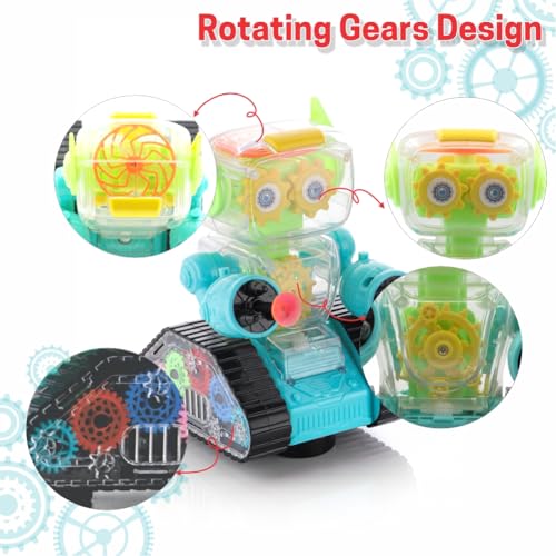 Image of ADITI TOYS Gear Robot Car for Kids, Transparent Electric Robot with Realistic Sound and Light, Bump & Go Gear Robot, Non-Toxic, BIS Approved (Blue)