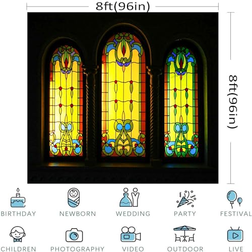 Fondo Fotográfico 8x8ft Vidrio Colorido Iglesia Creativo miniatura 3