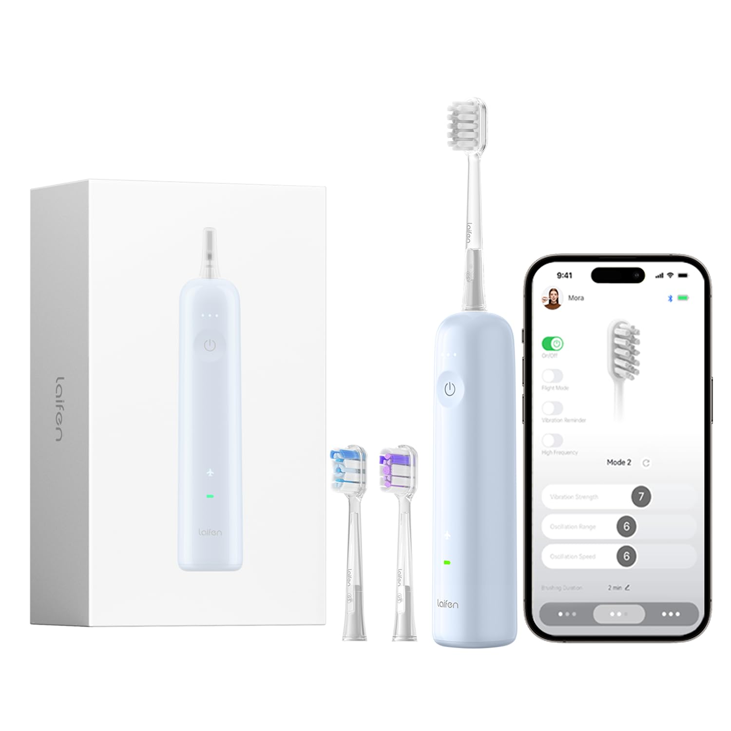 LaifenWave Electric Toothbrush, Oscillation & Vibration Sonic Electric Toothbrush for Adults with App, 3 Brush Heads, IPX7 Waterproof Magnetic Rechargeable Travel Powered Toothbrush ABS(Blue)Global Recycled StandardGlobal Recycled StandardGlobal Recycled Standard
