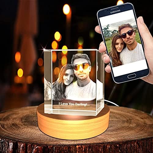 Personalized Custom 3D Photo Etched Engraving on Crystal Loving Gift (Birthday Gift, Wedding Gift, Corporate Gift,Mother's Day Gift, Valentine's day gift or Christmas Gift)
