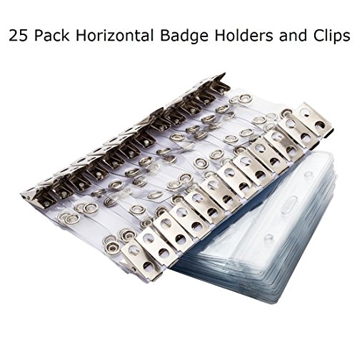 Id Badge Holder With Clip Clear Plastic Name Tag Holders Horizontal Ziplock Waterproof Pvc Id Card Holder With Clip Straps By Zhegui (25 Pack, Horizontal 2.3X3.5) #TOP1