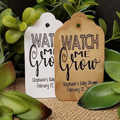 Watch Me Grow. Personalized CardStock Favor Tag sets of 25 Tags (my MEDIUM tag) 1 3/8" x 2 1/2"