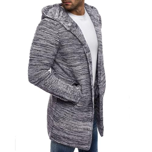 Mens Casual Long Open Front Cardigan Cable Ribbed Knitted Sweaters Trendy Lightweight Hooded Knitted Cardigans2