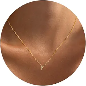 Initial Heart Necklaces for Women - Dainty Cute Necklace Small Layered 14K Gold Plated A-Z Letter CZ Pendant Trendy Satellite Chain Necklaces for Women Non Tarnish Gold Jewelry Set Gift