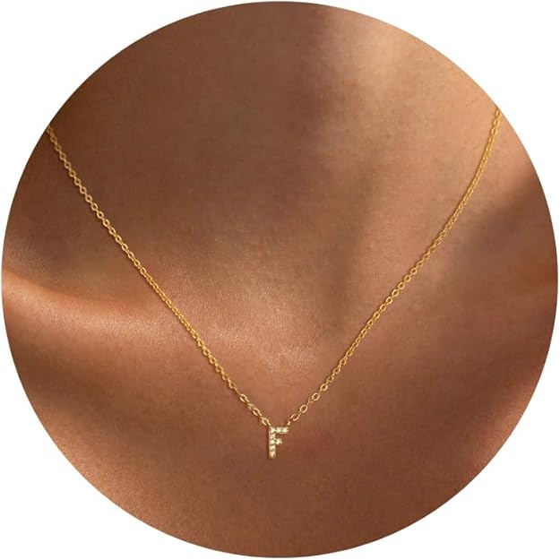 Initial Heart Necklaces for Women - Dainty Cute Necklace Small Layered 14K Gold Plated A-Z Letter CZ Pendant Trendy Satellite Chain Necklaces for Women Non Tarnish Gold Jewelry Set Gift