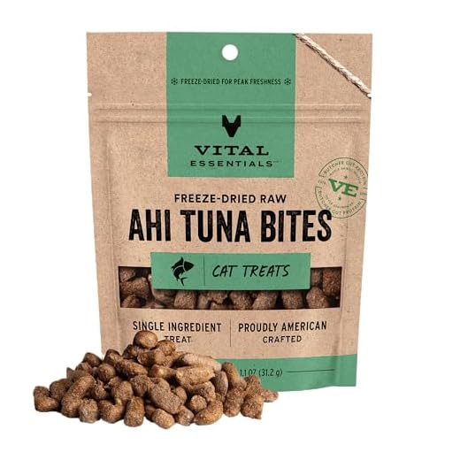 Vital Essentials Freeze Dried Cat Treats, Ahi Tuna Bites, 1.1 oz Bag