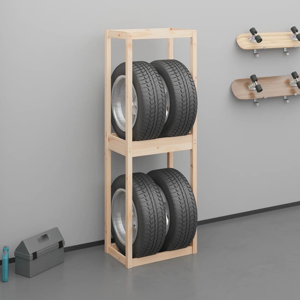Générique Porte-pneus 63x40x180 cm Bois de pin Massif,Entreprise & Industrie,Stockage Industriel,Étagères industrielles,Brun,10.05 KG,825005