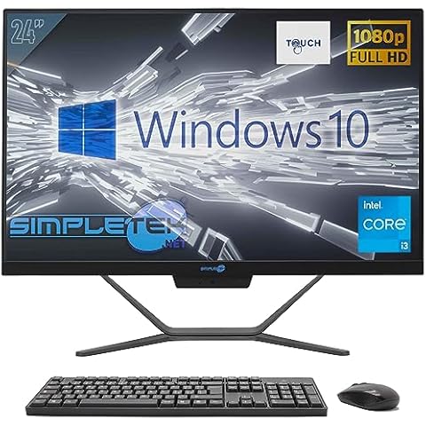 Ordinateur de bureau tout-en-un tactile tactile écran I3 3120M 2,5 GHz 24" 1080P Full HD WIFI HDMI Windows 10 Professionnel Noir Cover