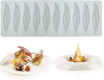 Chocolate Silicone Molds 3D Hollow Feather Leaf Fondant Mold Geometric Shaped Candy Mold Cupcake Cake Topper Sugar Craft Cake Decoration (D_15.32*5.6*0.12inch)