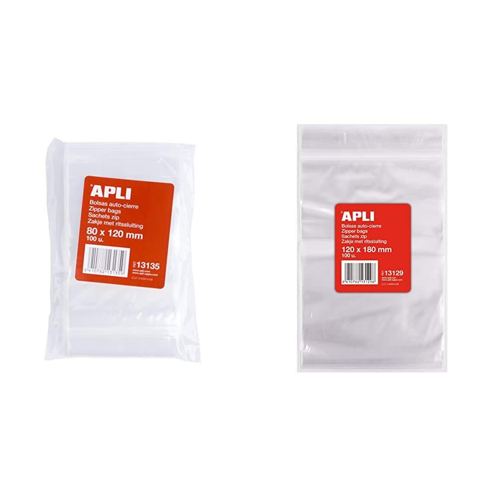 APLI 13135, Pack de 100 Bolsas de Plástico con Autocierre, 80 x 120 mm, Multicolor — view 8