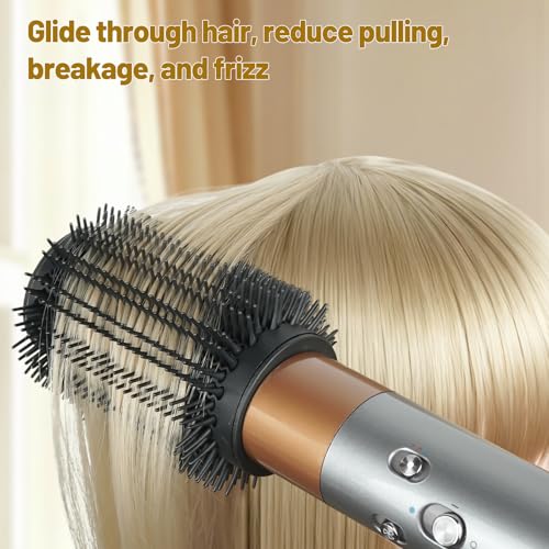 Image of 3-INCH Large Round Brush for Dyson Airwrap Attachments | 3Inch Large Barrel, Round Volumizing Brush, for Dyson Air wrap Attachment, Flexible Bristles for Volume Smooth Curling, Gold
