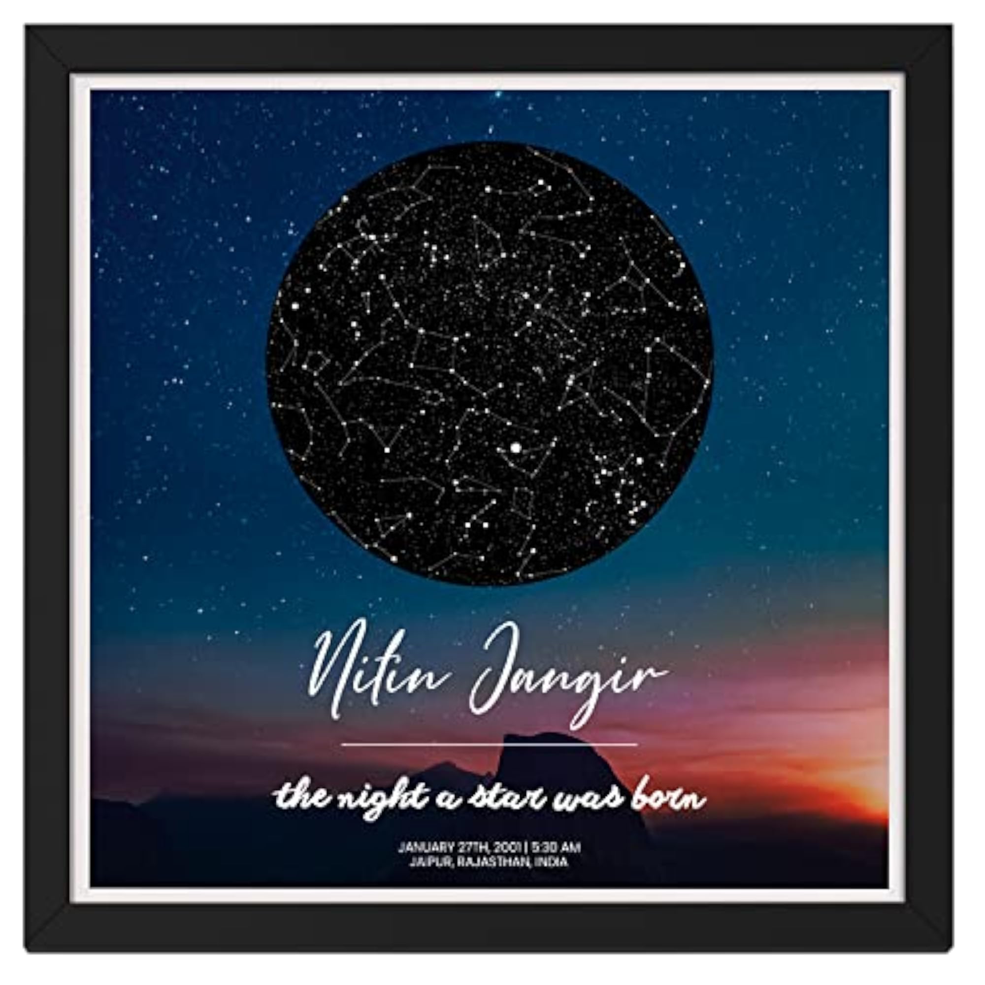 Personalized Zodiac and Stars Map Position Print