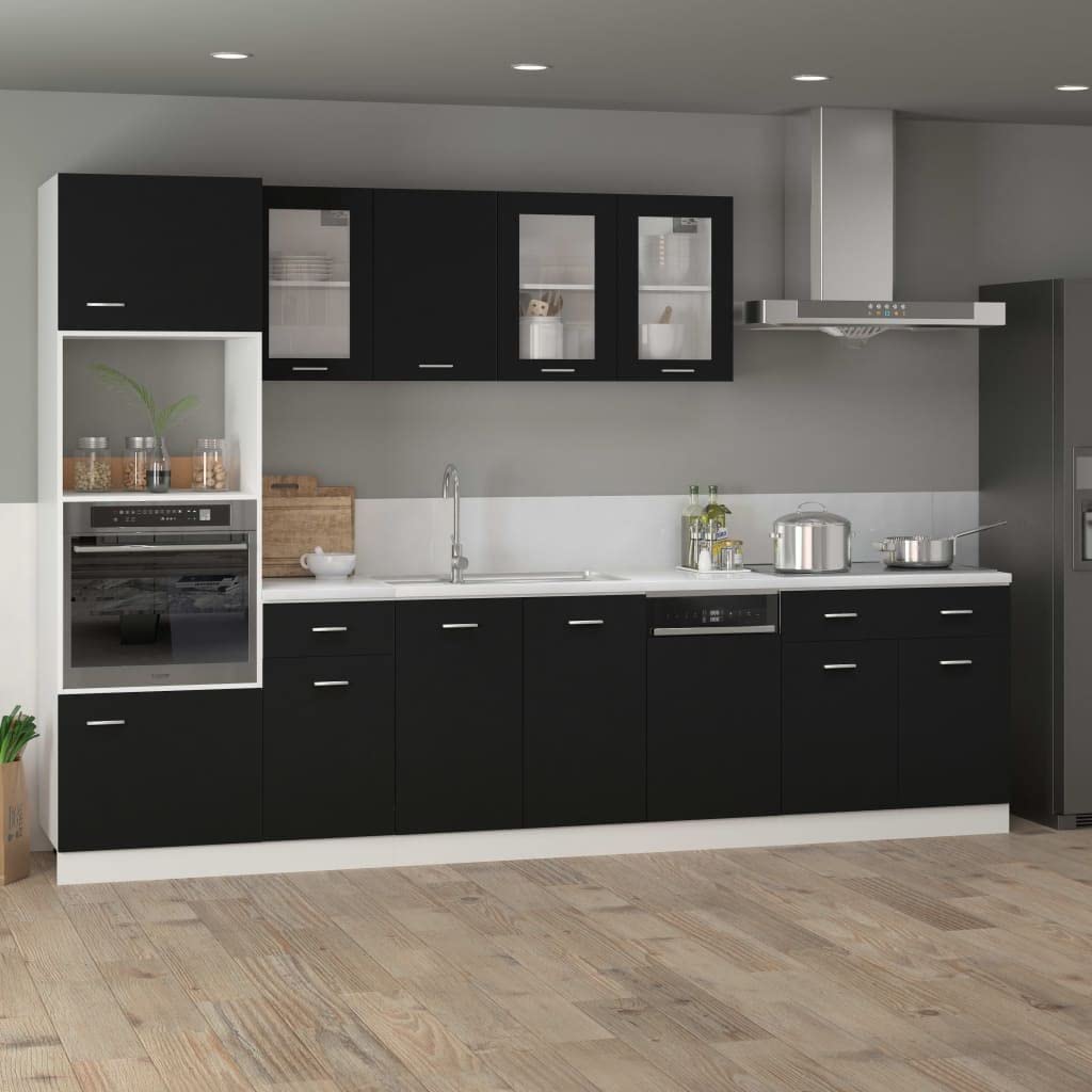 vidaXL Unterschrank 80x46x81,5 cm, Schwarz, Holzwerkstoff, Bad- & Küchenschrank, Unterbeckenschrank, Wandmontierbar