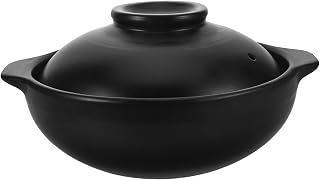 VOSAREA Clay Pot Cooking: Terracotta Casserole Dish with Lid - Earthenware Rice Pot - Korean Stone Bowl - Fit for Kitchen or Restaurant - 600ML