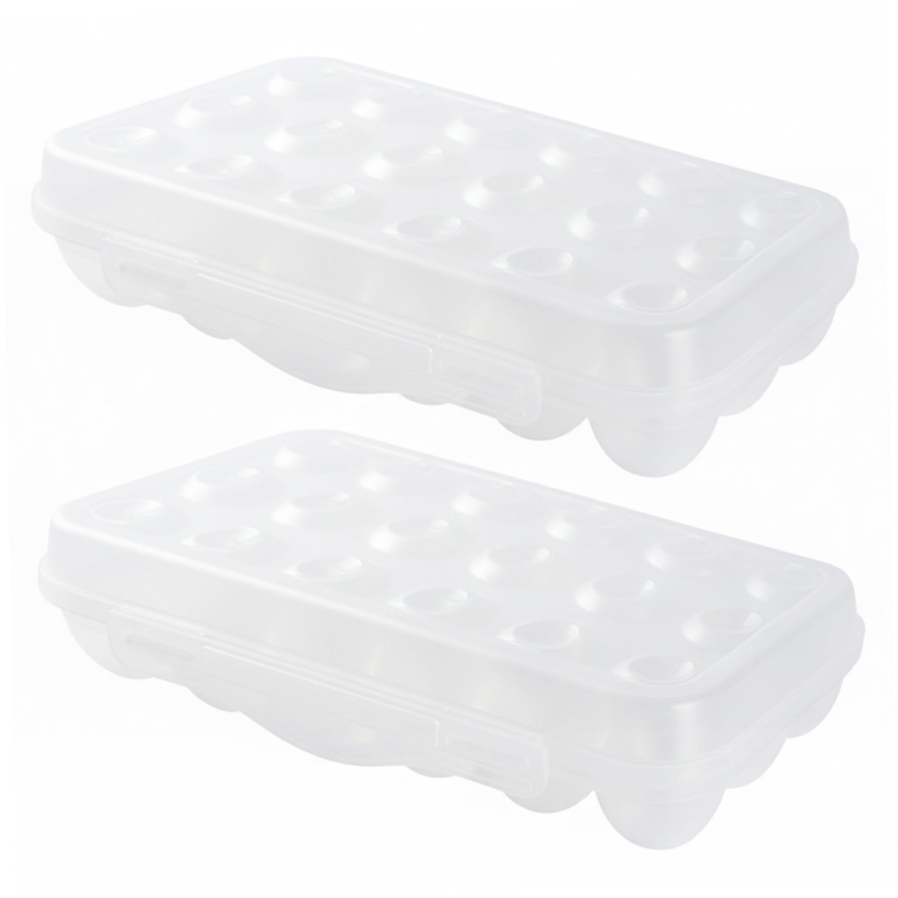 Sjfbebsy 2-Pack 18-Grid Plastic Egg Carton, Clear Fridge Egg Storage with Locking Lid Stackable Holder for Refrigerator, Storage