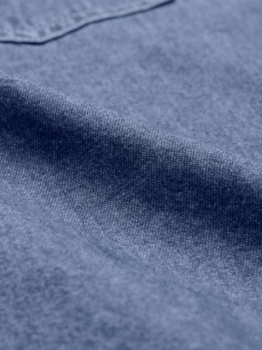 Image of The Souled Store Men Classic Denim Washed Blue Solid Shirts Shirt for Men Casual Half Sleeves Regular Fit Printed Stylish Cotton Summer Branded Wrinkle Free Trending Trendy Summer We