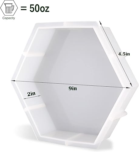 Vista 4 de Moldes de silicona grandes para resina, moldes de resina hexagonal Actvty mejorados, moldes de silicona hexagonales mejorados de 9 pulgadas