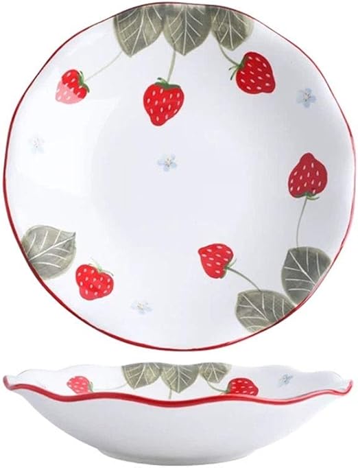 Amazon イチゴ柄キッチン食器シリアルスープ用磁器ボウルパスタフルーツとサラダライスボウルセラミック食器皿プレートステーキプレートソーサーフィッシュプレートスプーンスープスプーンマグカップ Size 9 7 Inch Plate 食器 グラス カトラリー オンライン通販