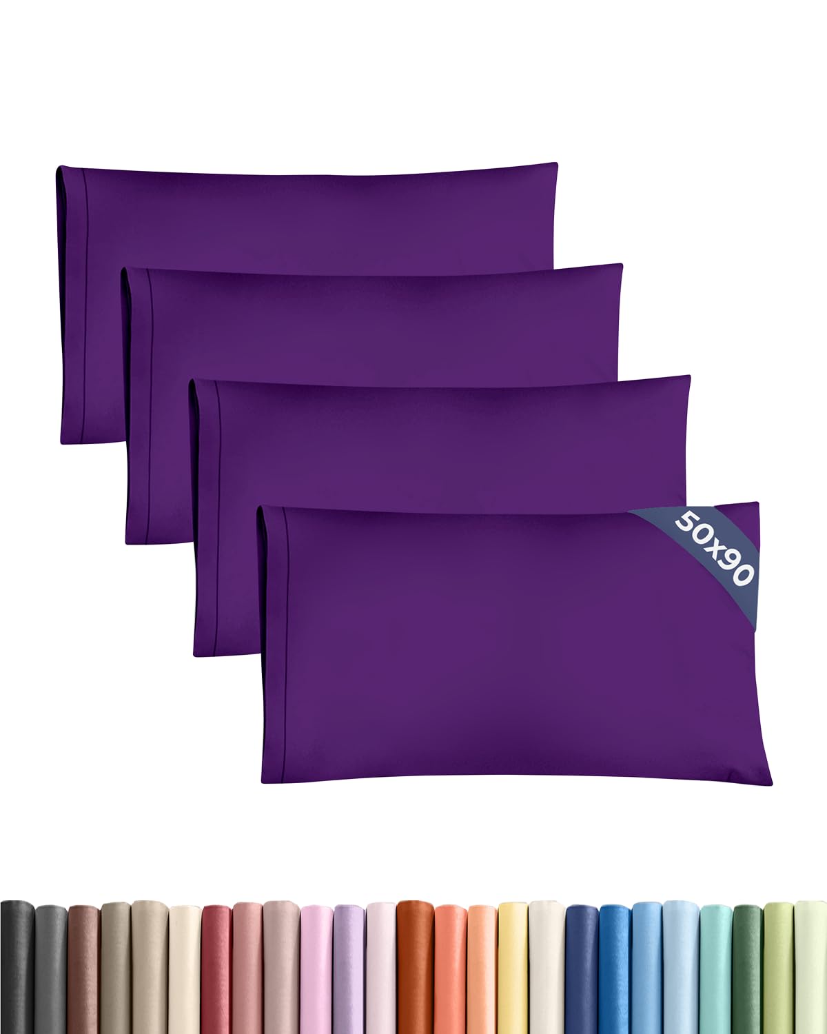 CGK 4 Pack King Size Purple Pillow Cases 50x90 cm with Envelope Closure - Brushed Microfiber - Soft, Wrinkle & Fade Resistant - Breathable, Hypoallergenic & OEKO-TEX Standard 100 Certified