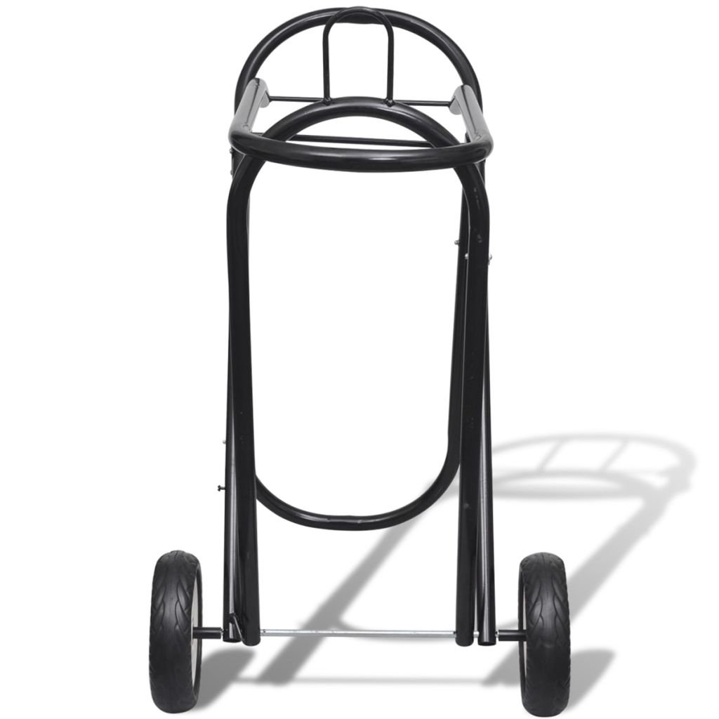 Festnight Silla de Montar Montura para Caballo Plegable con 2 Ruedas Metálico Negro