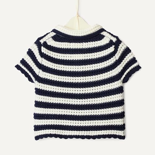 Image of Amazon Essentials x Sofia Grainge Toddlers and Baby Girls' Cotton Short Sleeve Button Front Sweater with Peter Pan Collar