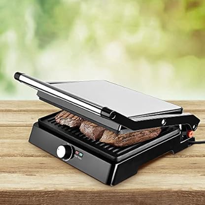 Venga! 2-in-1 Kontaktgrill und Tischgrill, 180°-Öffnungswinkel, 2200 W, Edelstahl/ schwarz, VG COG 3003 – Bild 7