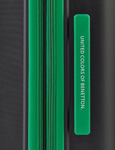 Image of United Colors of Benetton Mid Hard Luggage Emerald Plus - Black | Check-in Trolley Bag with TSA Lock | 360 Spinner Double Wheels | Telescopic Handle | PC Shell Suitcase | 65cm | 82L Capacity