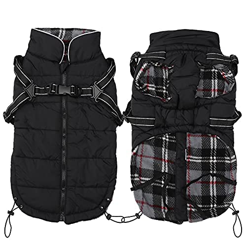 Warm Pet Dog Coats and Jackets,Waterproof Reflective Pet Dog Harness Vest Winter Puppy Clothes with Chest Strap