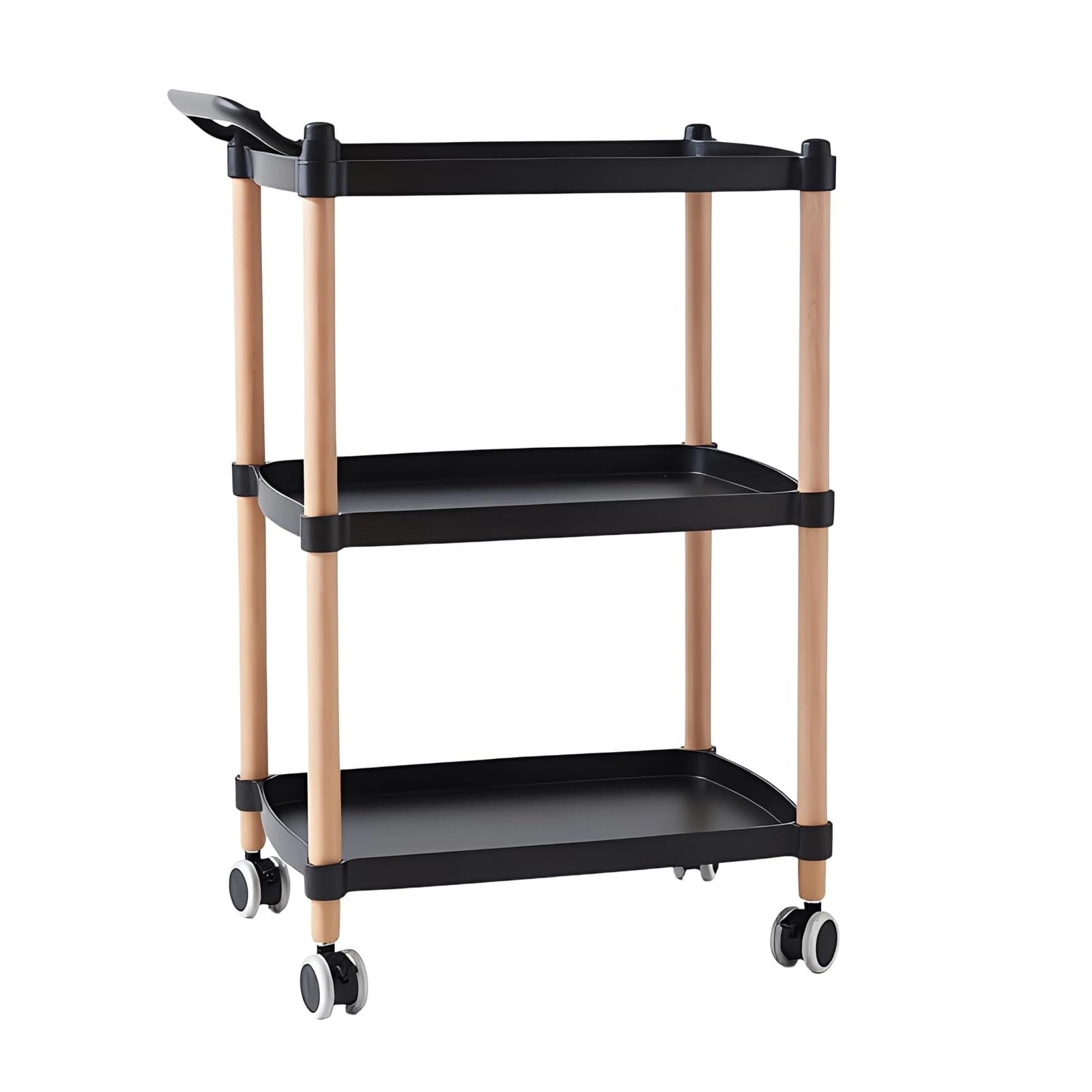 Ljhfg63kuyt Black Multi-Purpose Movable Rolling Storage Cart Utility Shelf Organizer Rack For Living Room(,Large)