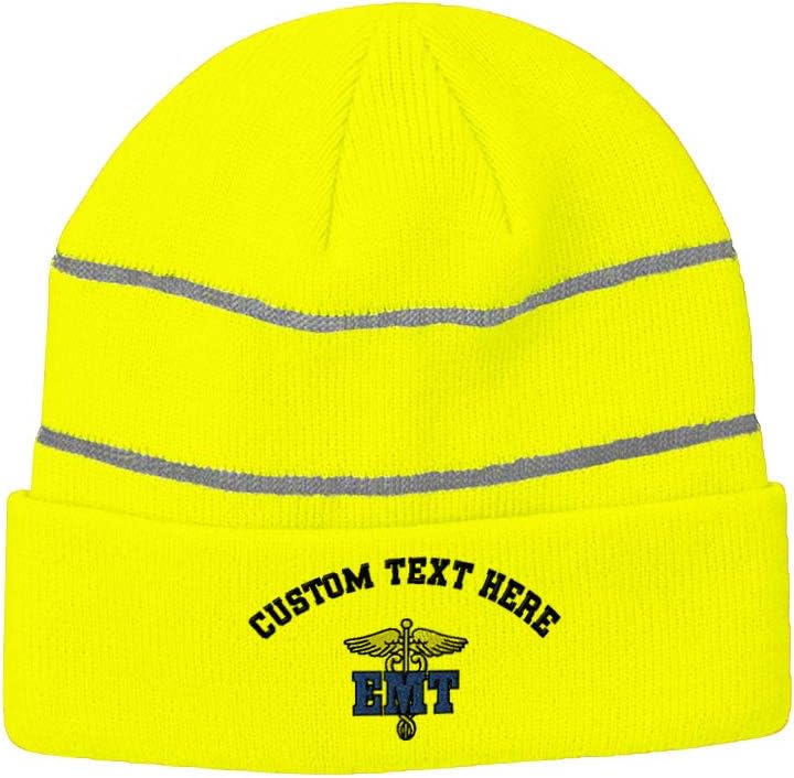 Custom Reflective Beanie EMT Paramedic B Embroidery Acrylic