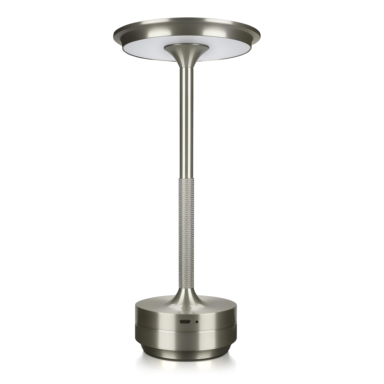 MMOBIEL Lampe de Table Sans Fil LED Tactile Rechargeable Métal, 3 Températures de Couleur à Intensité Variable, Batterie 5200mAh, USB-C pour Chambre, Bar, Terrasse, Intérieur/Extérieur – Argent