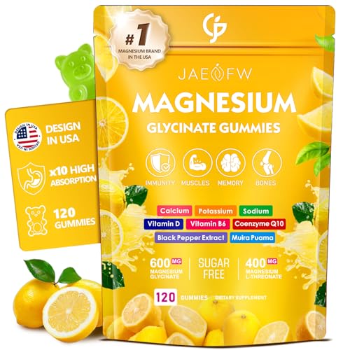 Image of Magnesium Glycinate Gummies 1000mg - High Absorption Magnesium Complex with CoQ10, Vitamin D3 & B6 - Sugar Free Magnesium Gummies for zzZ, Focus & Relaxation, for Women, Men & Kids Lemon