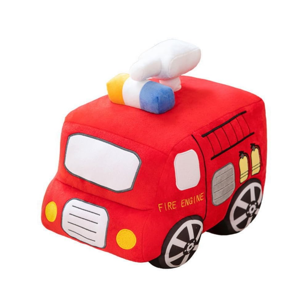 XIZHI Car Plush Toy Soft Stuffed Car Plush Pillow Toy CuteTractor Cartoon Throw Pillow Plushie Gifts for Kids Birthday Christmas Party (Fire Truck)