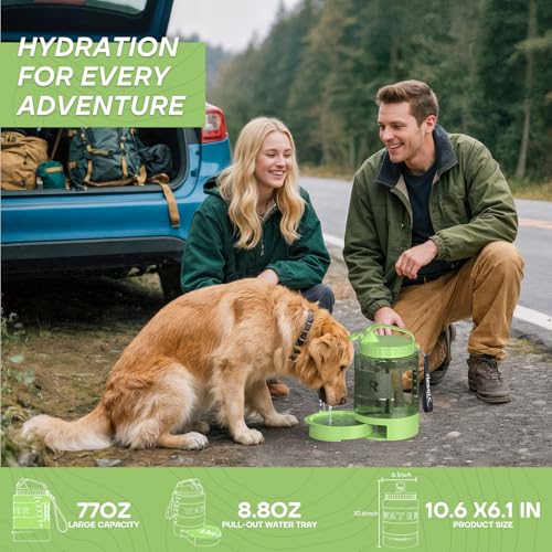 Image of Portable Dog Travel Water Bottle - 77oz Large Travel Water Bowl for Dogs Camping Hiking Beach Traveling Essentials,Big Pet Bottles Bowl Water Dispenser for On The Go Park Car Walking Accessories