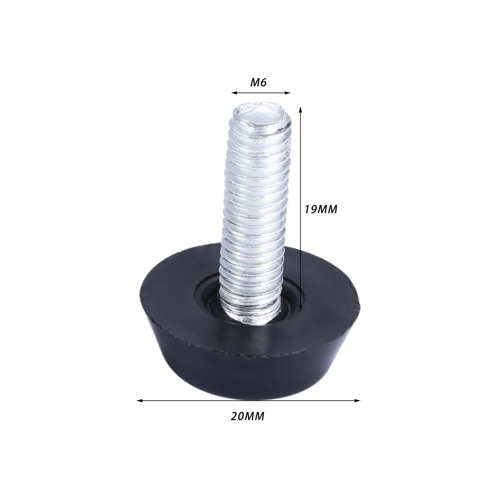 Gambe di ricambio per mobili per divano, armadio, tavolo, piedini di livellamento a vite, 100 pezzi/lotto, gamba di livellamento regolabile per sedia, M6, M8, bullone sul cuscinetto e(M6X19mm)
