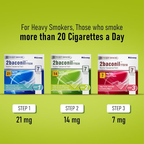 Image of Rusan 2baconil Nicotine Transdermal Patch 14mg Step 2 | 14 Patches (2x7 Pack) | Quit Smoking & Chewing Tobacco /Ghutka | Nicotine Replacement Therapy