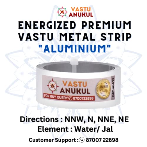 Image of Premium Metal Vastu Strips (Size L 10.2 Feet x W1 inch /25mm x 0.2 mm Gauge Thickness Vastu Remedies for Entrance, Toilet Correction and Zone Balancing - (Aluminium)