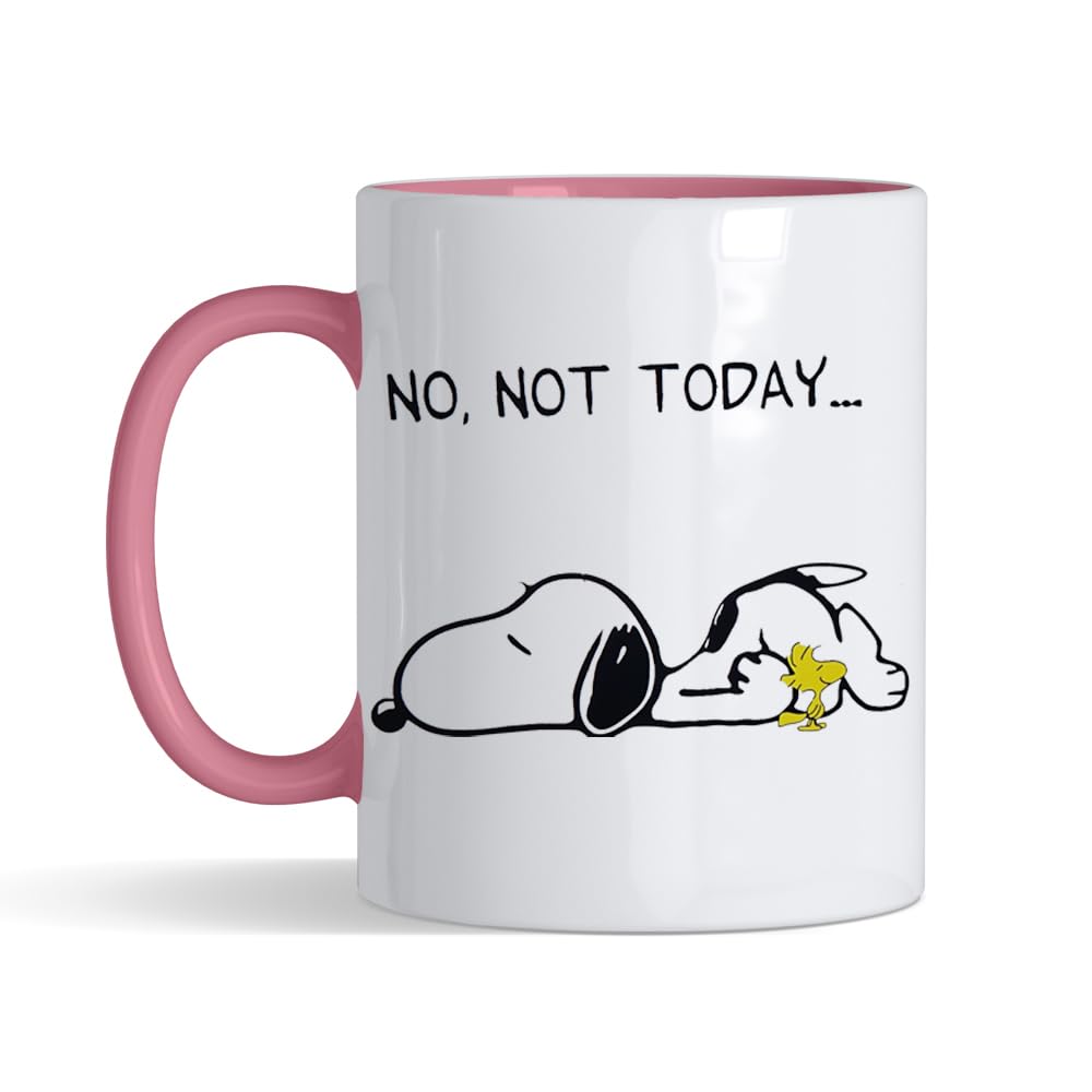 Giftme No Not Today Dog Birthday, Christmas, Secret Santa Stocking Filler Coffee Tea Mug 11oz Inside Coloured Ceramic Mug. (Pink)