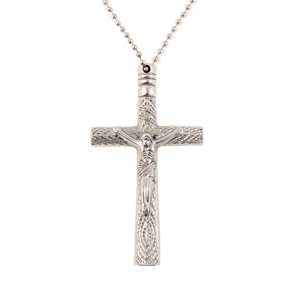 Nelnissa Drum Key Chain Silver Necklace Cross Drum Head Tuning Key