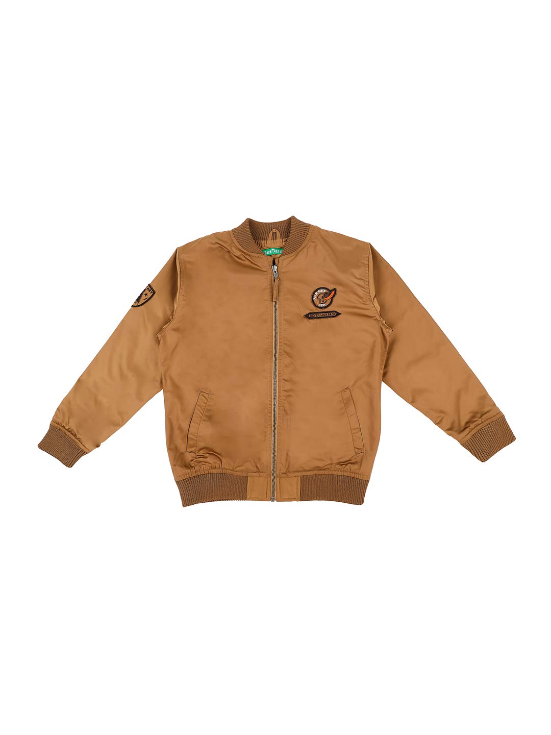 PalmTree Boys' Brown Heavy Winter Regular Jacket | Zipper, Solid | Hand-wash